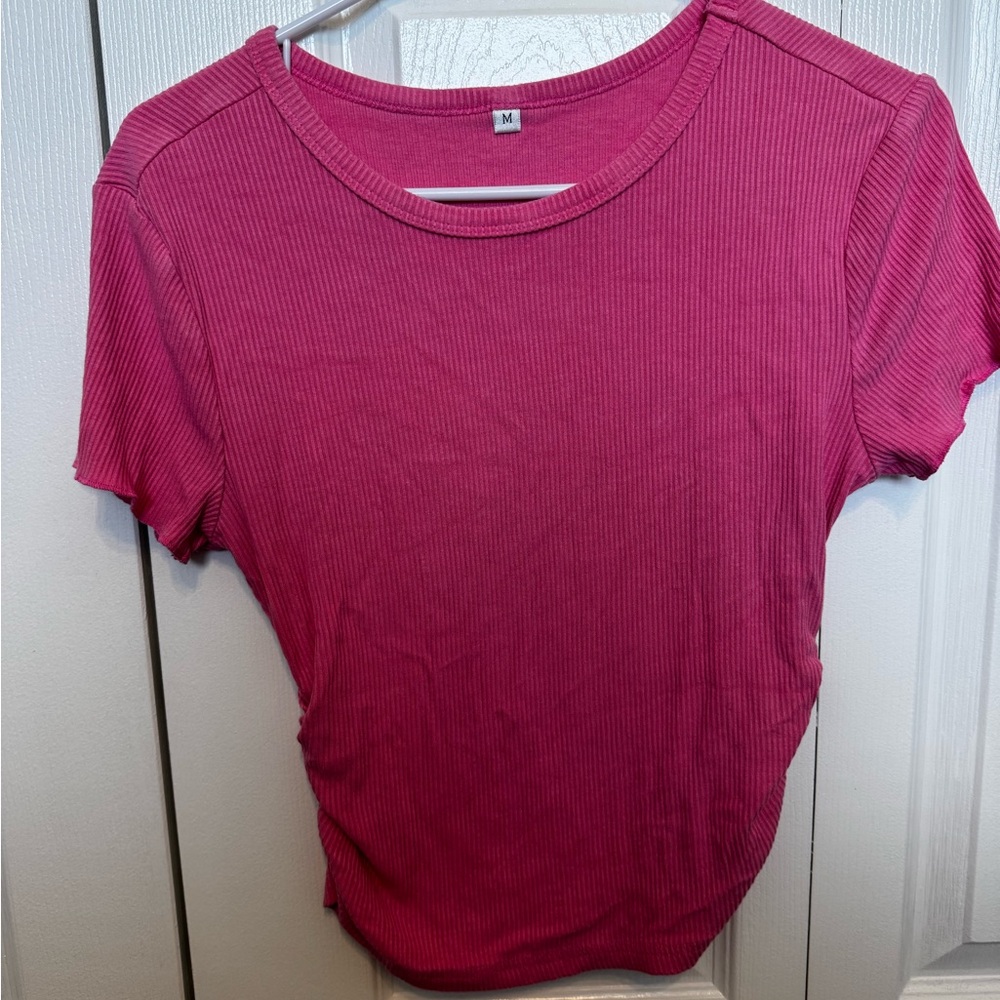 Women's Pink Ribbed Top